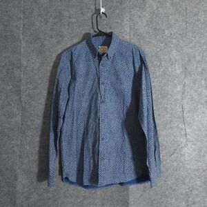 Brooks Brothers Red Fleece Button Down Shirt Men Blue Long Sleeve Geometric Sz M